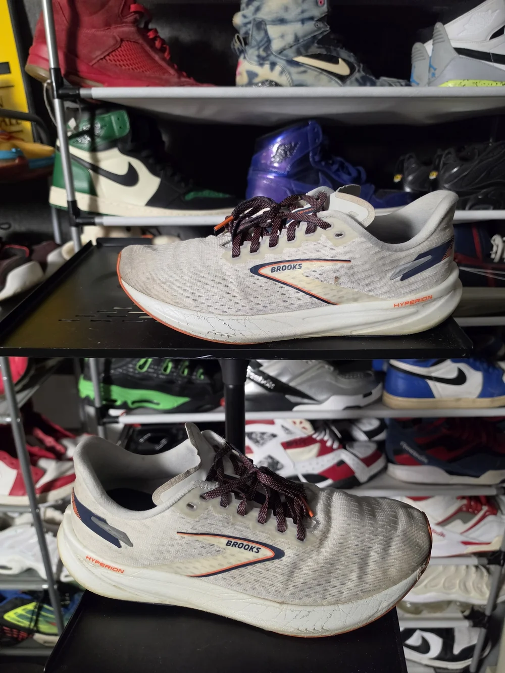🔥 Brooks Hyperion White with Navy Orange Men Size 11.5 Running Shoes